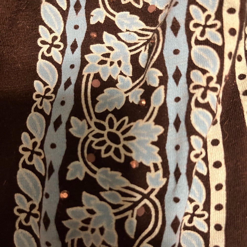 INC International Concepts Blue and Black Floral Fabric top